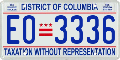 DC license plate EO3336