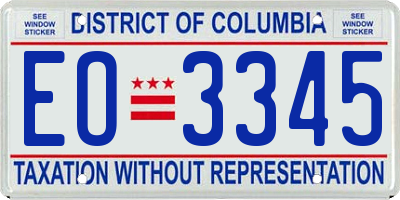 DC license plate EO3345