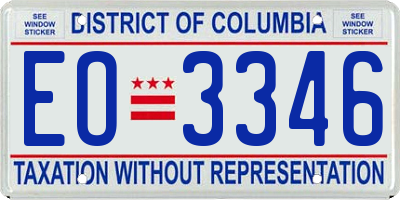 DC license plate EO3346