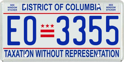 DC license plate EO3355