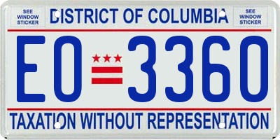 DC license plate EO3360