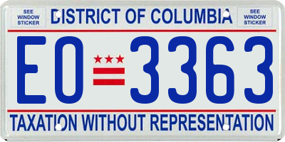 DC license plate EO3363