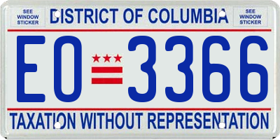 DC license plate EO3366