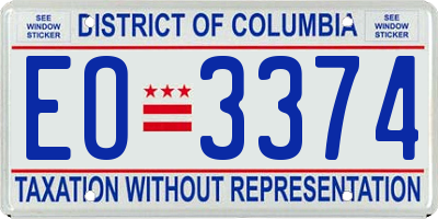 DC license plate EO3374