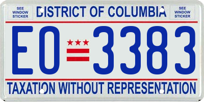 DC license plate EO3383