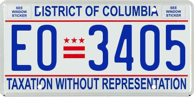 DC license plate EO3405