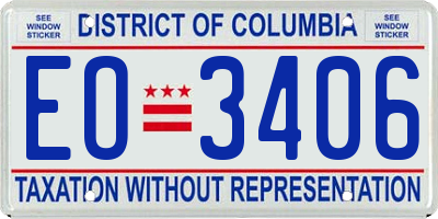 DC license plate EO3406