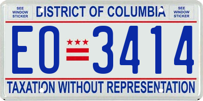 DC license plate EO3414