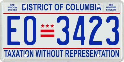 DC license plate EO3423