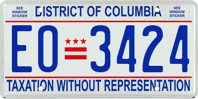 DC license plate EO3424