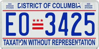 DC license plate EO3425