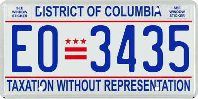DC license plate EO3435