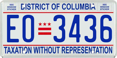 DC license plate EO3436
