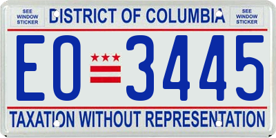 DC license plate EO3445