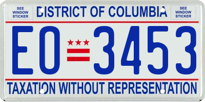 DC license plate EO3453