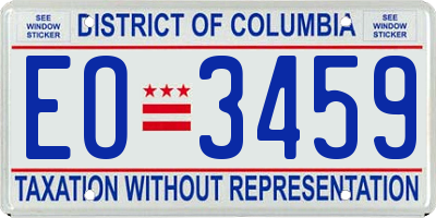 DC license plate EO3459