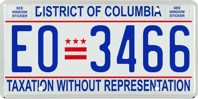 DC license plate EO3466