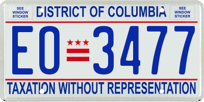 DC license plate EO3477
