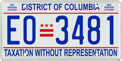 DC license plate EO3481