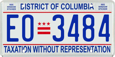 DC license plate EO3484