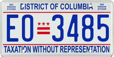 DC license plate EO3485