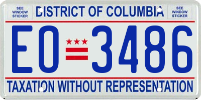 DC license plate EO3486