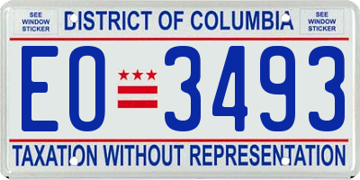 DC license plate EO3493