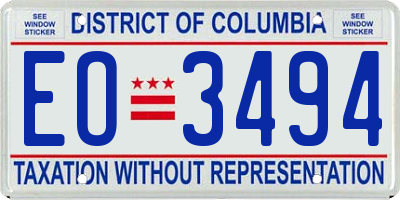 DC license plate EO3494