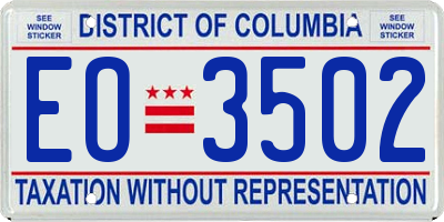 DC license plate EO3502