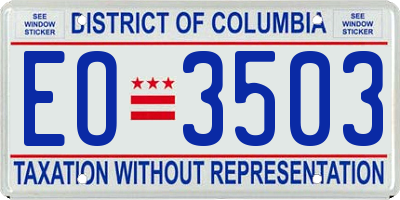 DC license plate EO3503