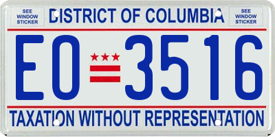 DC license plate EO3516