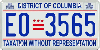 DC license plate EO3565