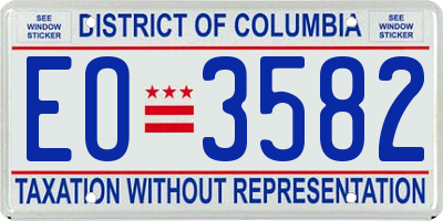 DC license plate EO3582