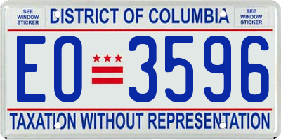 DC license plate EO3596