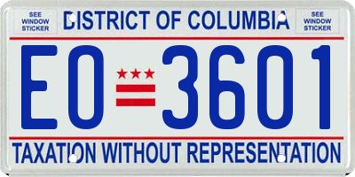 DC license plate EO3601