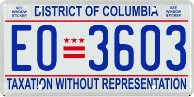 DC license plate EO3603