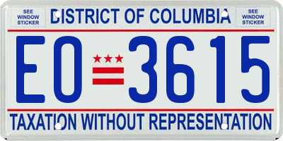 DC license plate EO3615