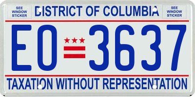 DC license plate EO3637