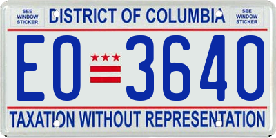 DC license plate EO3640