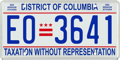 DC license plate EO3641