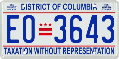 DC license plate EO3643