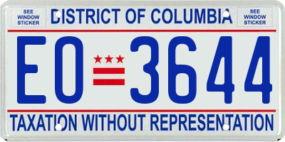 DC license plate EO3644