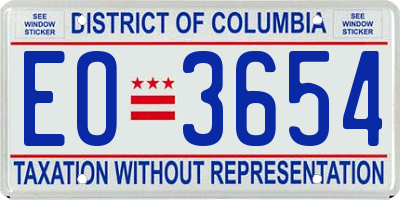 DC license plate EO3654