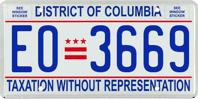 DC license plate EO3669