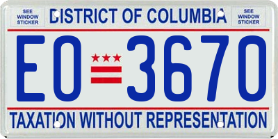 DC license plate EO3670