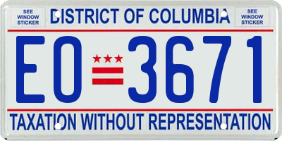 DC license plate EO3671