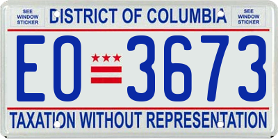 DC license plate EO3673