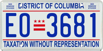 DC license plate EO3681