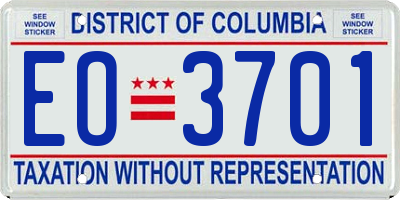 DC license plate EO3701