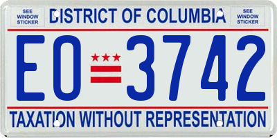 DC license plate EO3742